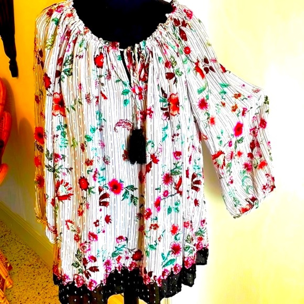 JOHN PAUL RICHARD PLUS SIZE New Long sleeve Print Top! Great condition! NEW! 1X - Picture 2 of 13